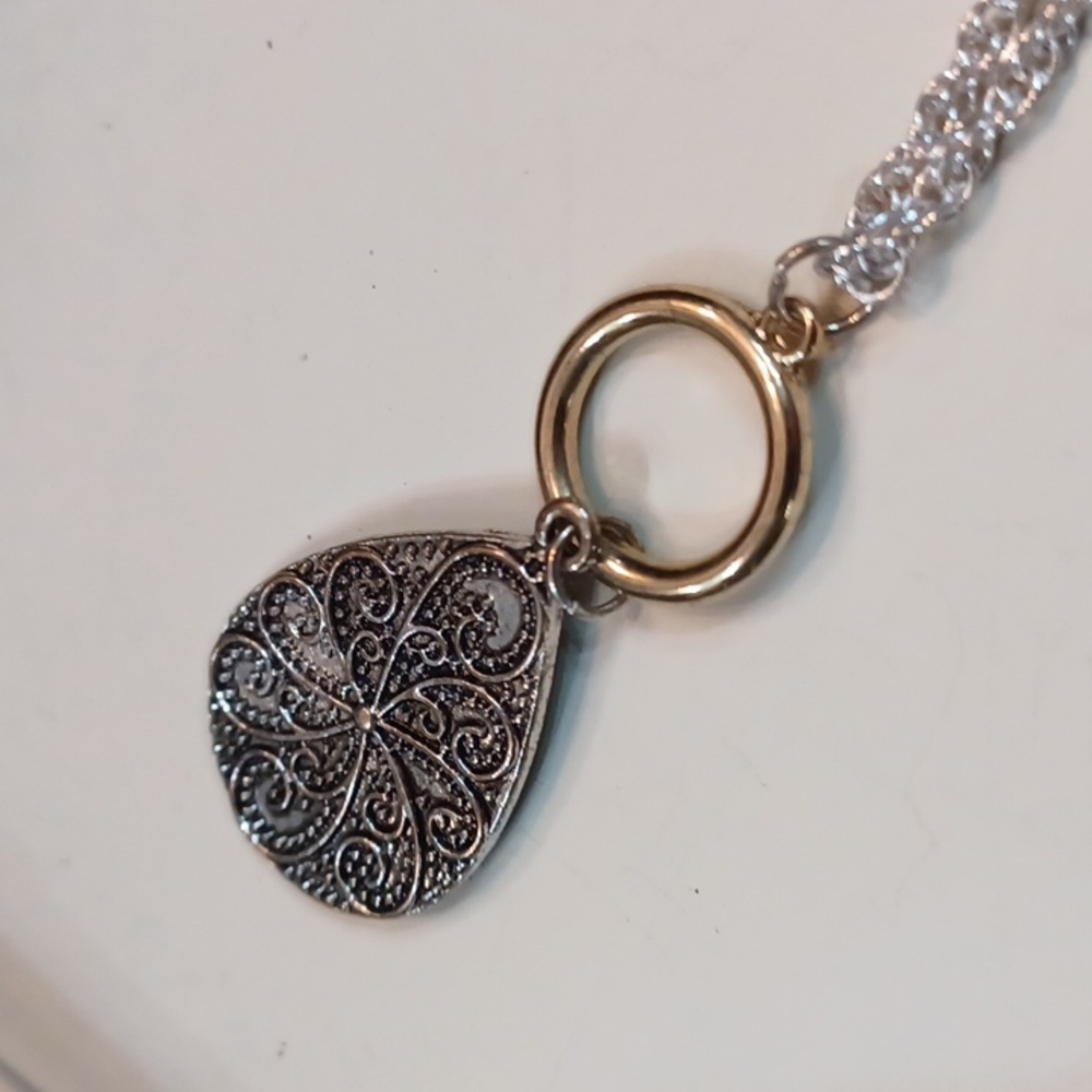 Womans Silver Plated Engraved Twist Rope Necklace - Picture 6 of 6